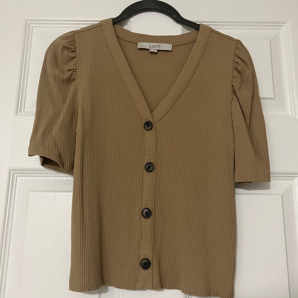 Loft - short sleeve ribbed top